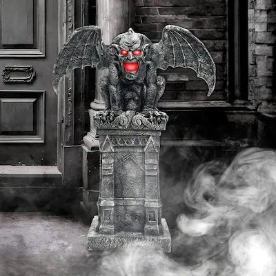 Haunted Hill Farm 3.58-ft Freestanding Church Bells Sound Gargoyle Animatronic