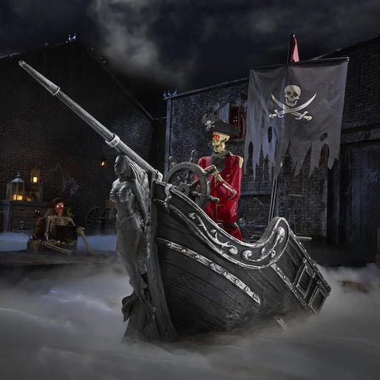 9.5 ft. Dead Water Giant-Sized Animated LED Pirate Ship H48